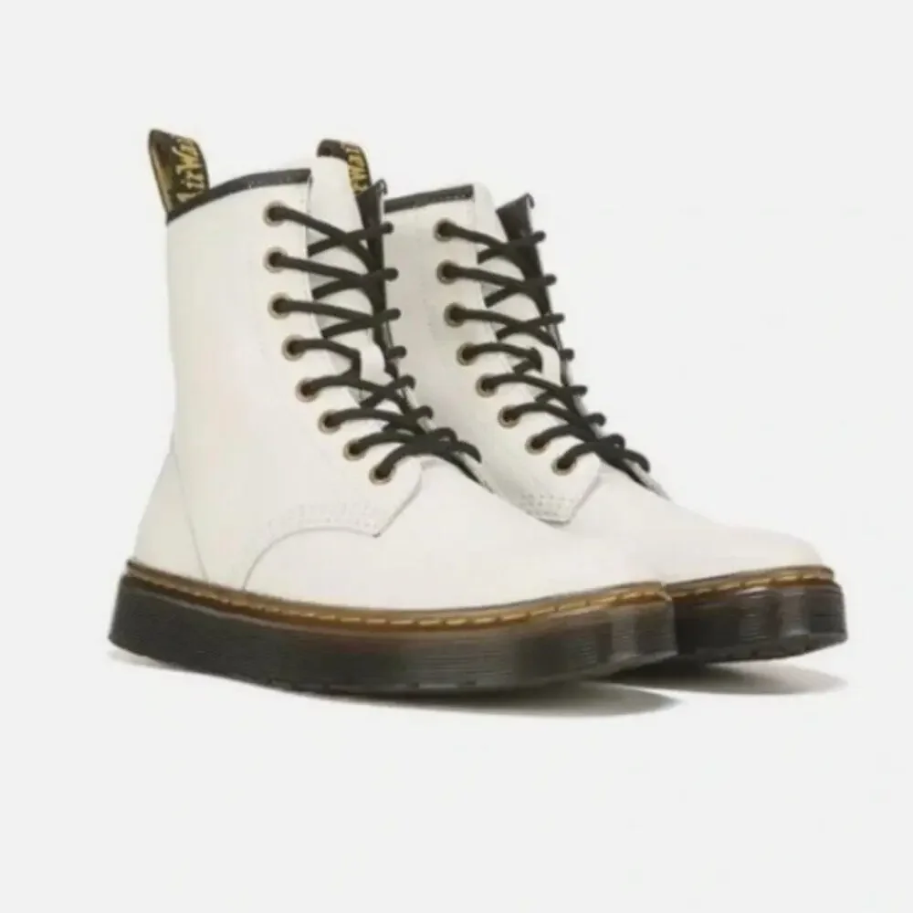 Dr Martens Women's Zavala Combat Boot Color: White Size: 9 M MEDIUM